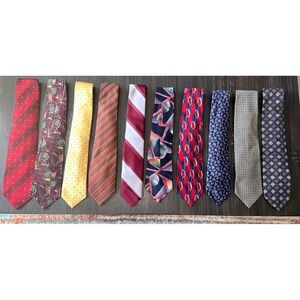 Mens Necktie Lot of 10 Silk Mixed Patterns Business Ties